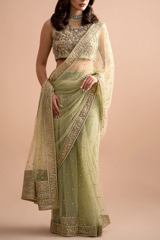Imrozia Premium Embroidery Lumiere Luxury Net UnStitched Saree | SC-226