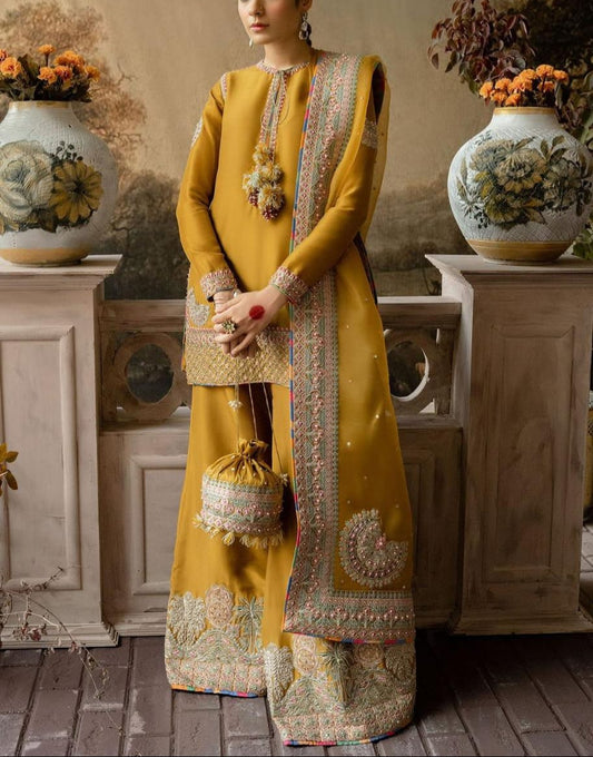 Hussain Rehar Arasti Organza Handwork Embroidered Wedding Dress