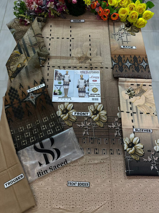 Bin Saeed Luxury Printed Chicken Kari Lawn | SC-215