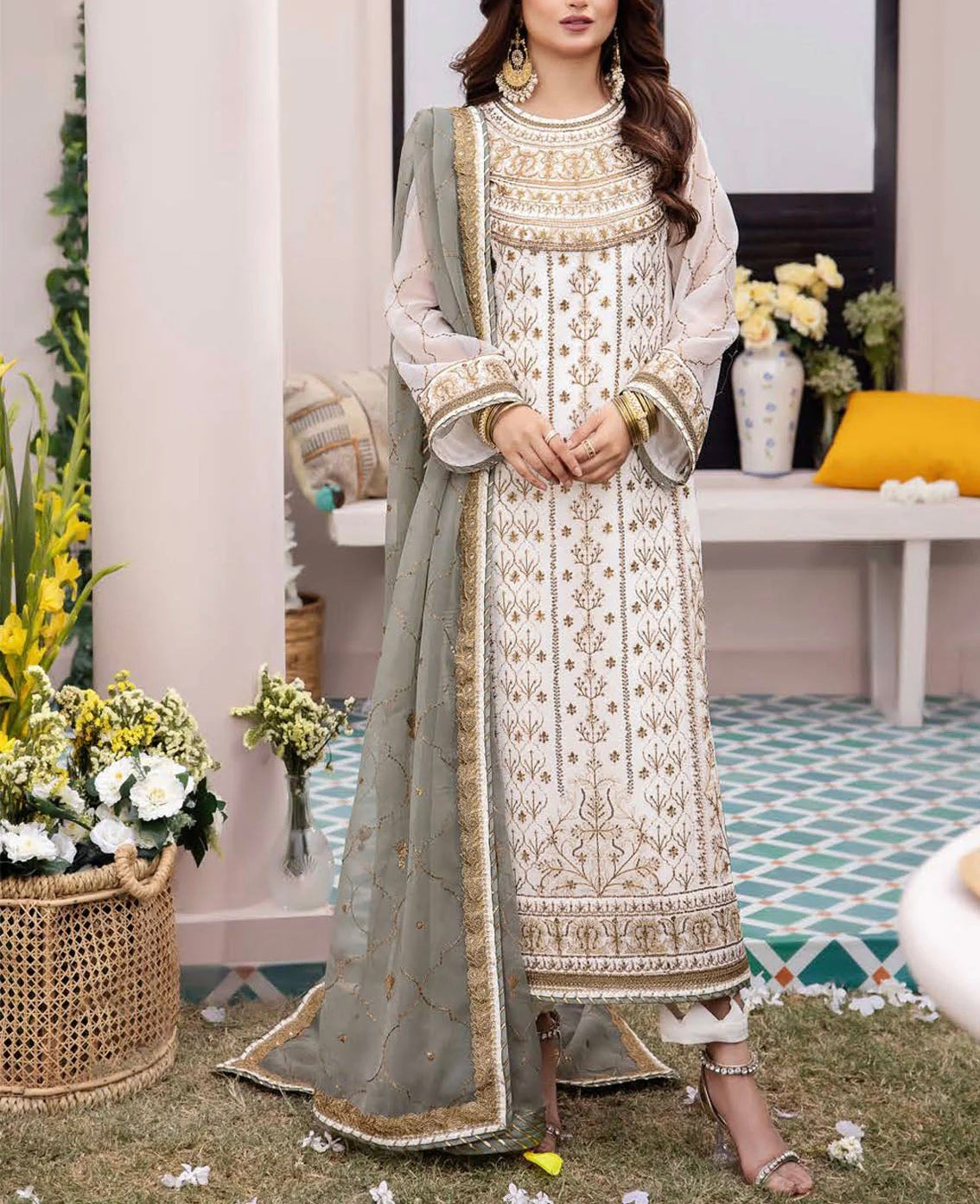 Asim Jofa Chiffon PartyWear Dress | SC-5324