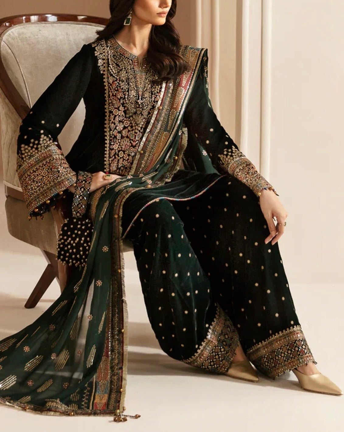 Jazmin Velvet Dress With Chiffn Dupatta