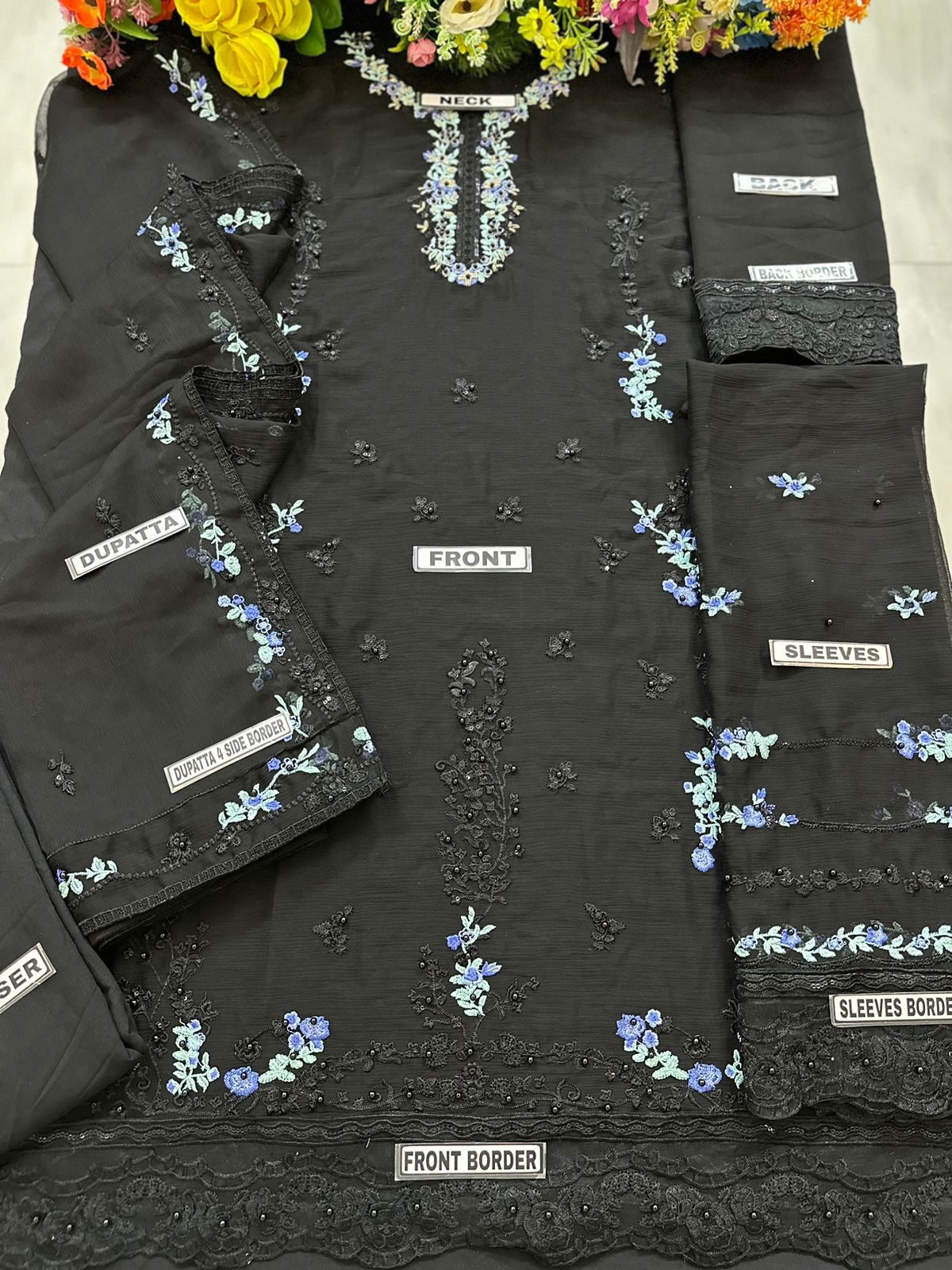 Aga Noor chiffon Partywear Dress | SC-110 Black Colour