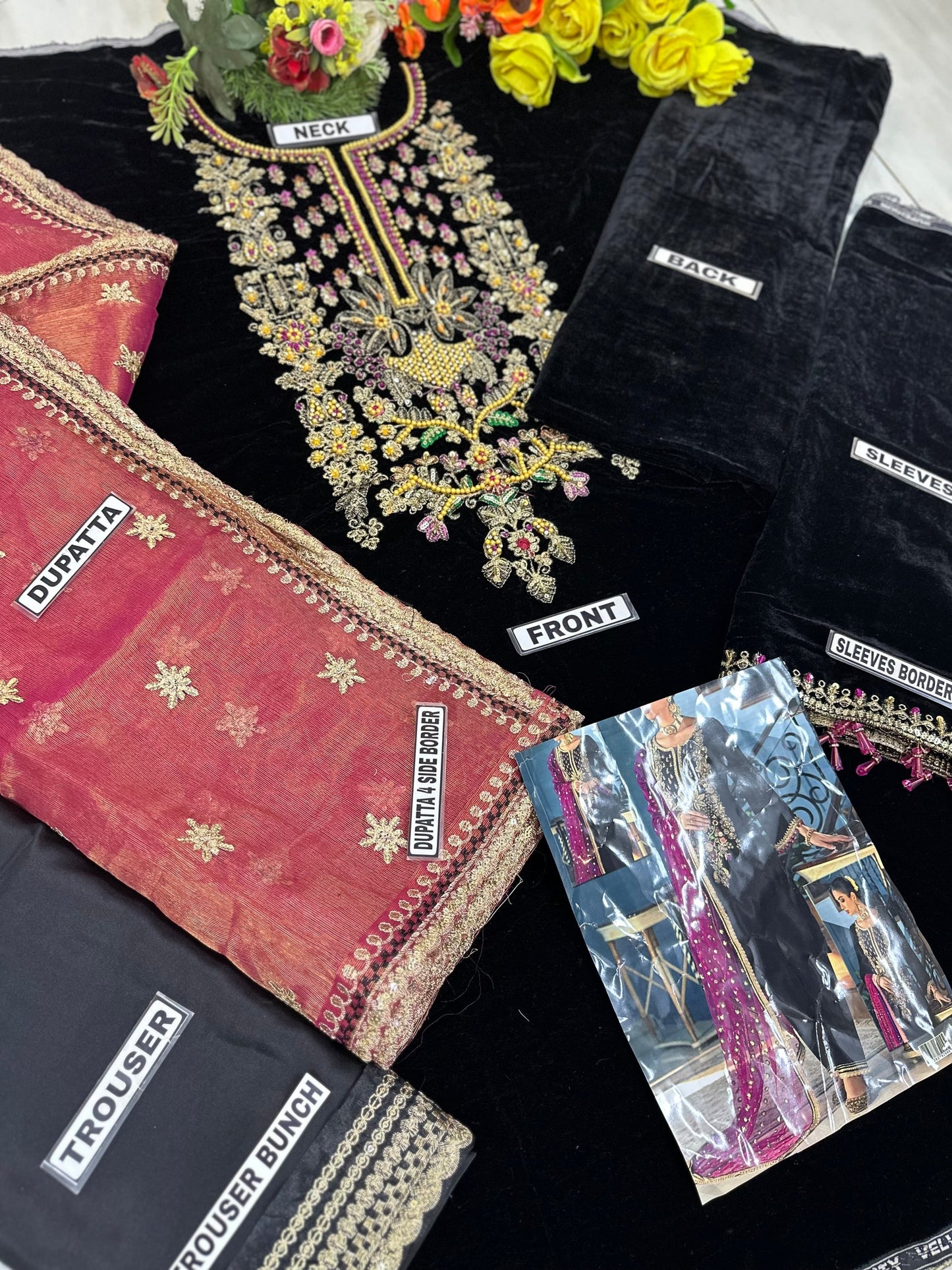 Khudabaksh Black Luxury Velvet Dress |Winter SC-5334