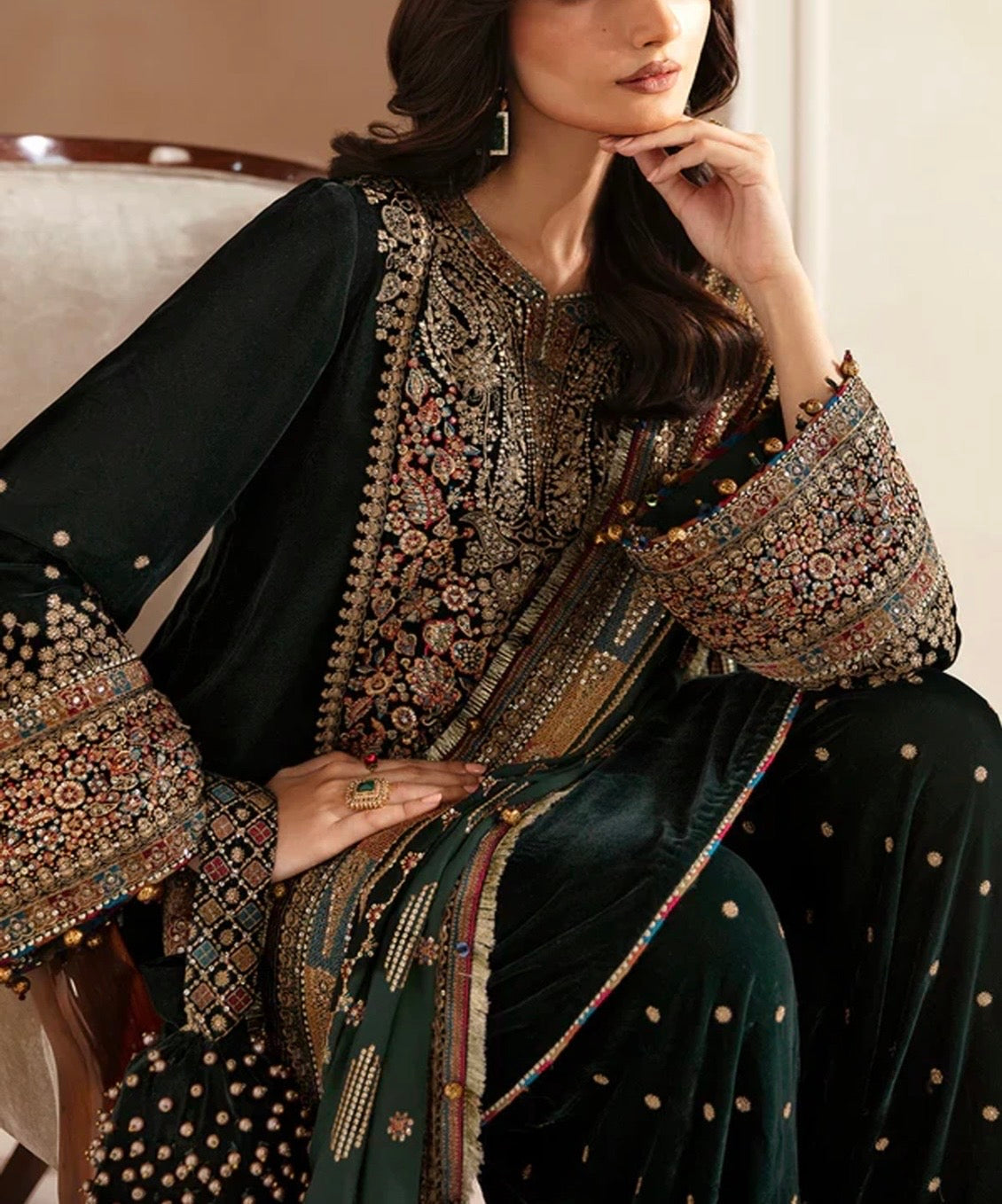 Jazmin Velvet Dress With Chiffn Dupatta