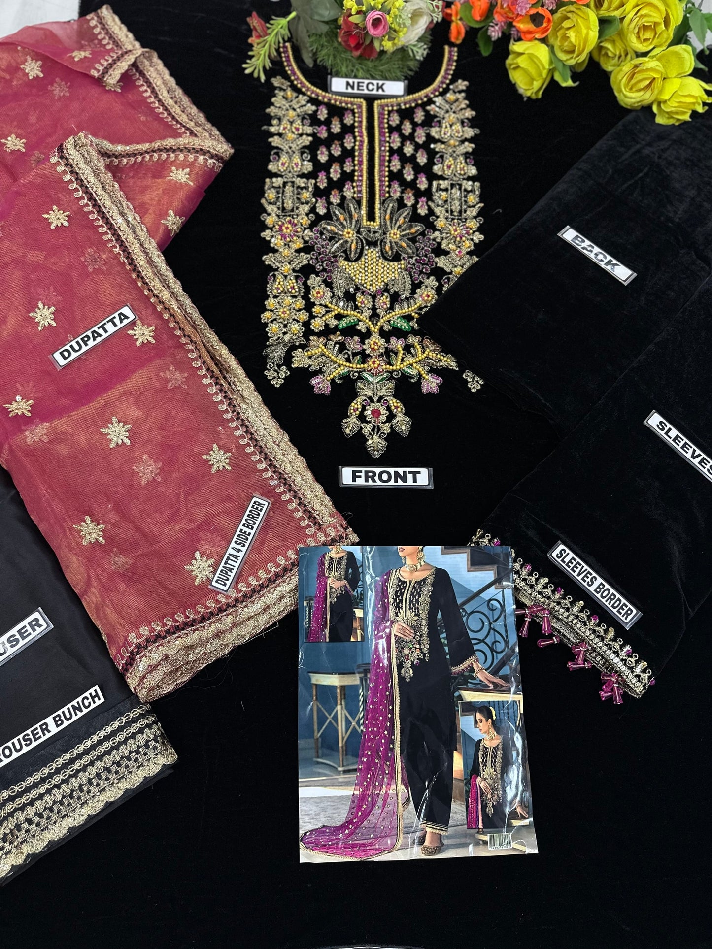 Khudabaksh Black Luxury Velvet Dress |Winter SC-5334