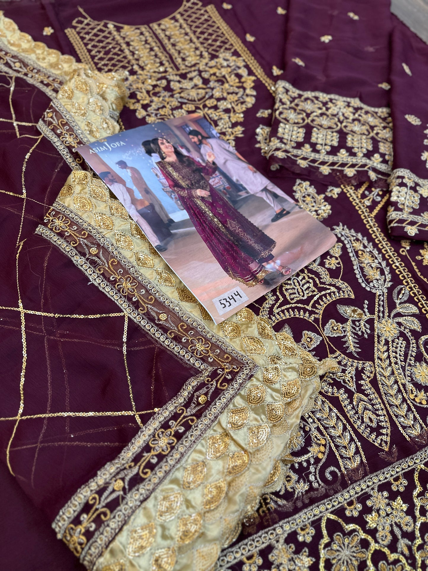 Asim Jofa Embroidered Luxury Chiffon 3 Piece Unstitched|5342