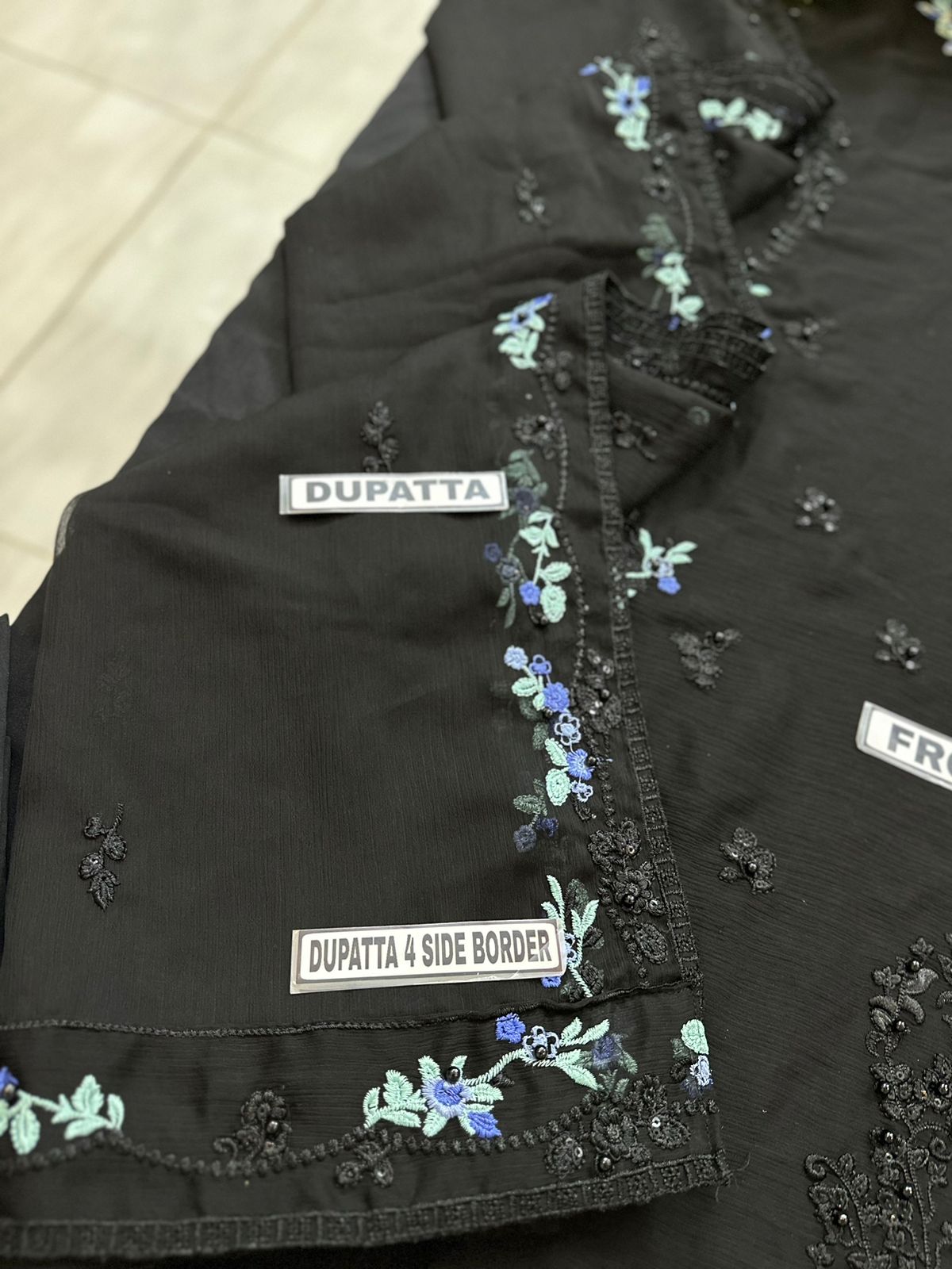 Aga Noor chiffon Partywear Dress | SC-110 Black Colour