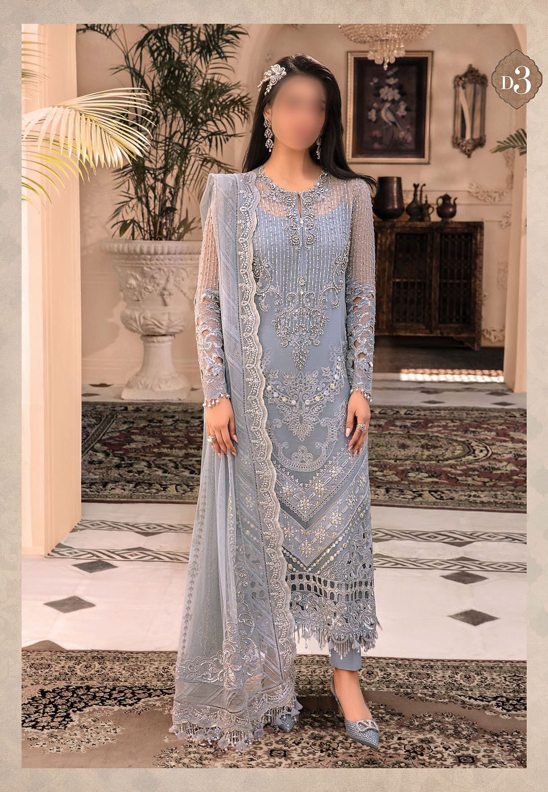 Maria B Organza Partywear Dress | SC-088