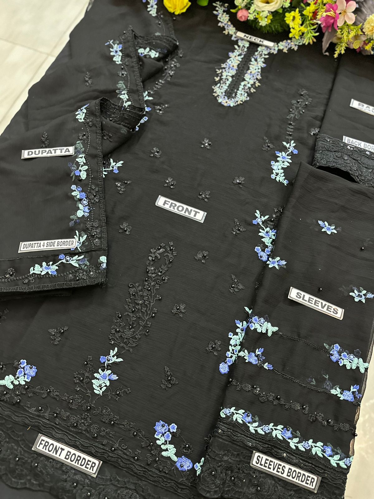 Aga Noor chiffon Partywear Dress | SC-110 Black Colour