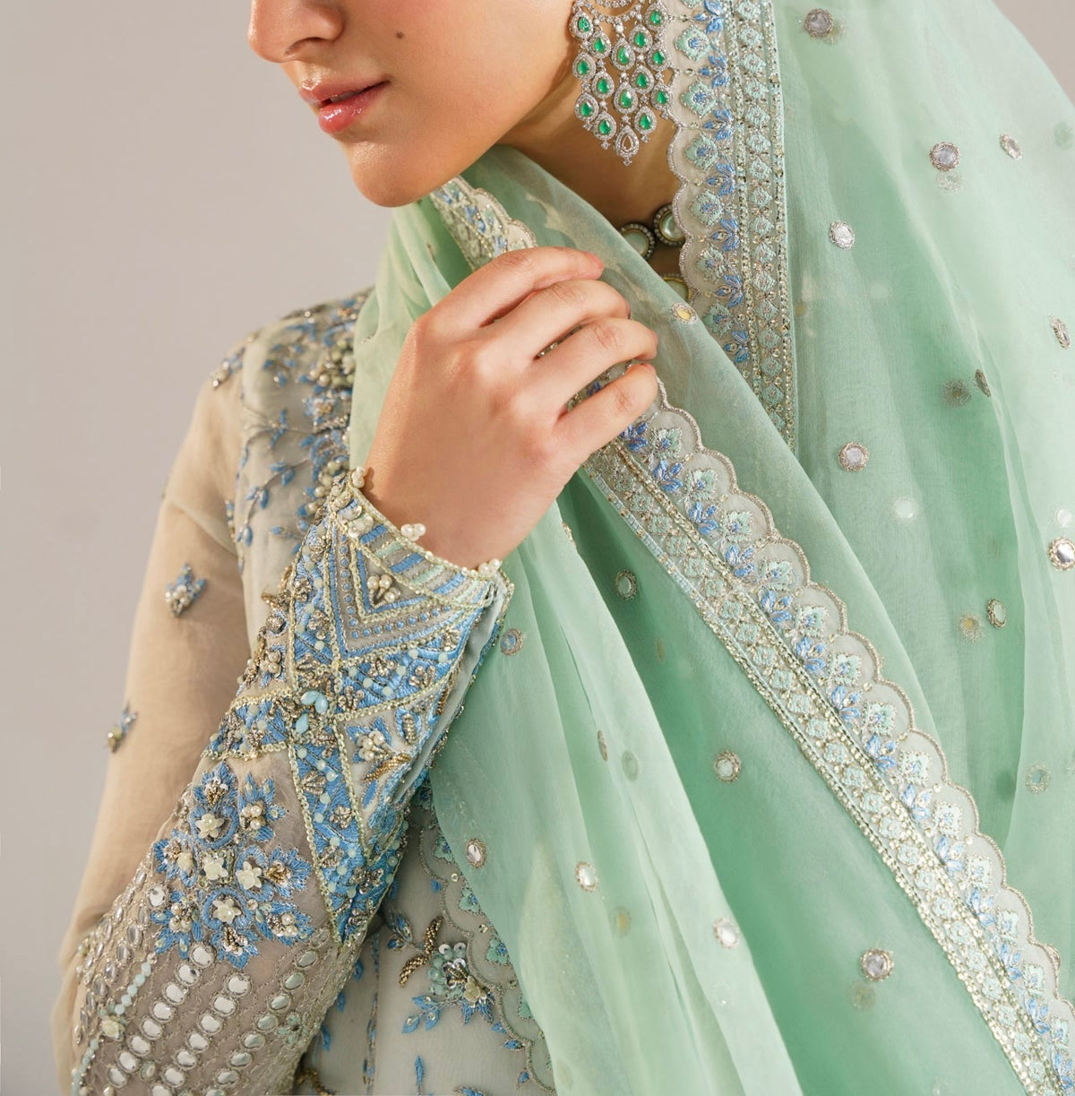Akbar Aslam Luxury Organza PartyWear Dress |SC-5306