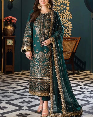 Asim Jofa Embroidered Chiffon Suit Unstitched 3 Piece|5345