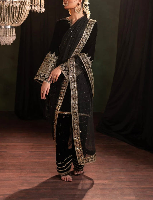 Iznik Black Luxury 9000 Micro Velvet Dress| 5336