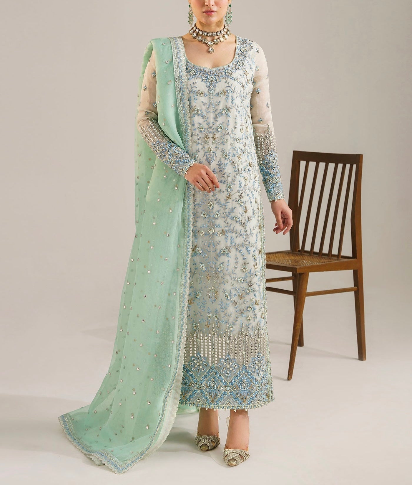Akbar Aslam Luxury Organza PartyWear Dress |SC-5306