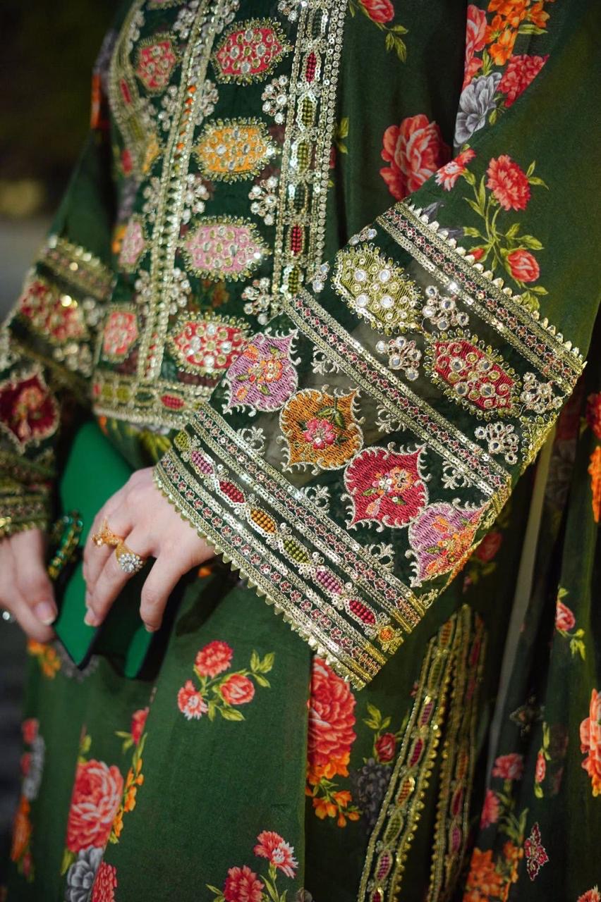 Aneela's Shamoos Digital Slik Formal Wear Dress | 5327