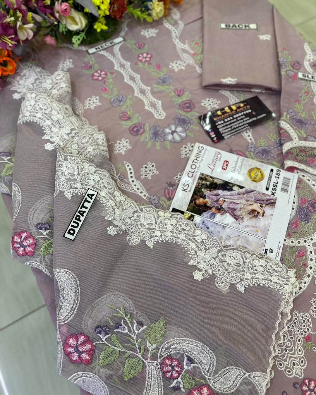 Elaaf Lawn Chikan Kari PartyWear Dress | SC-189