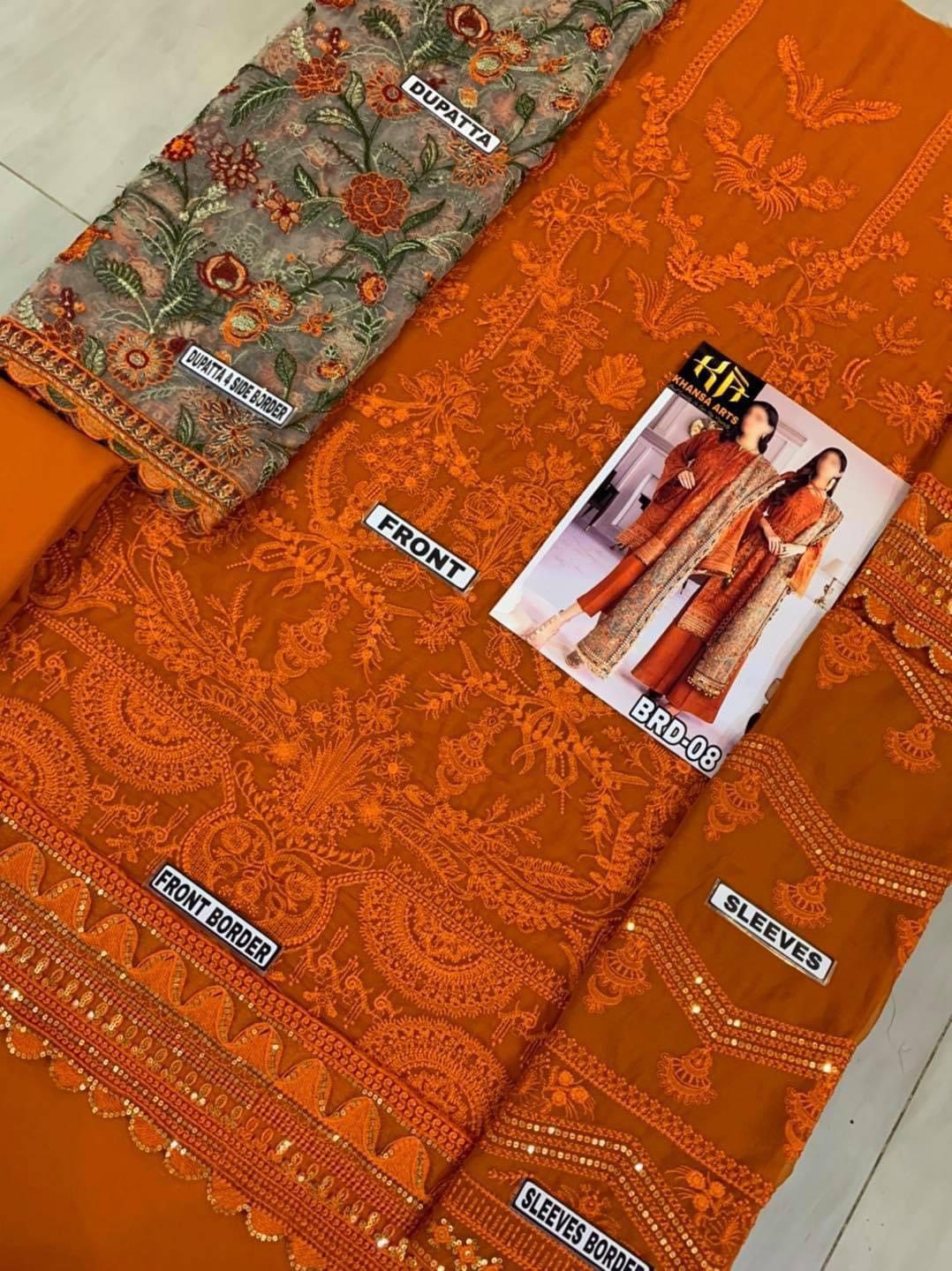 Baroque Chiffon PartyWear Dress Rust | Brd-SC-08