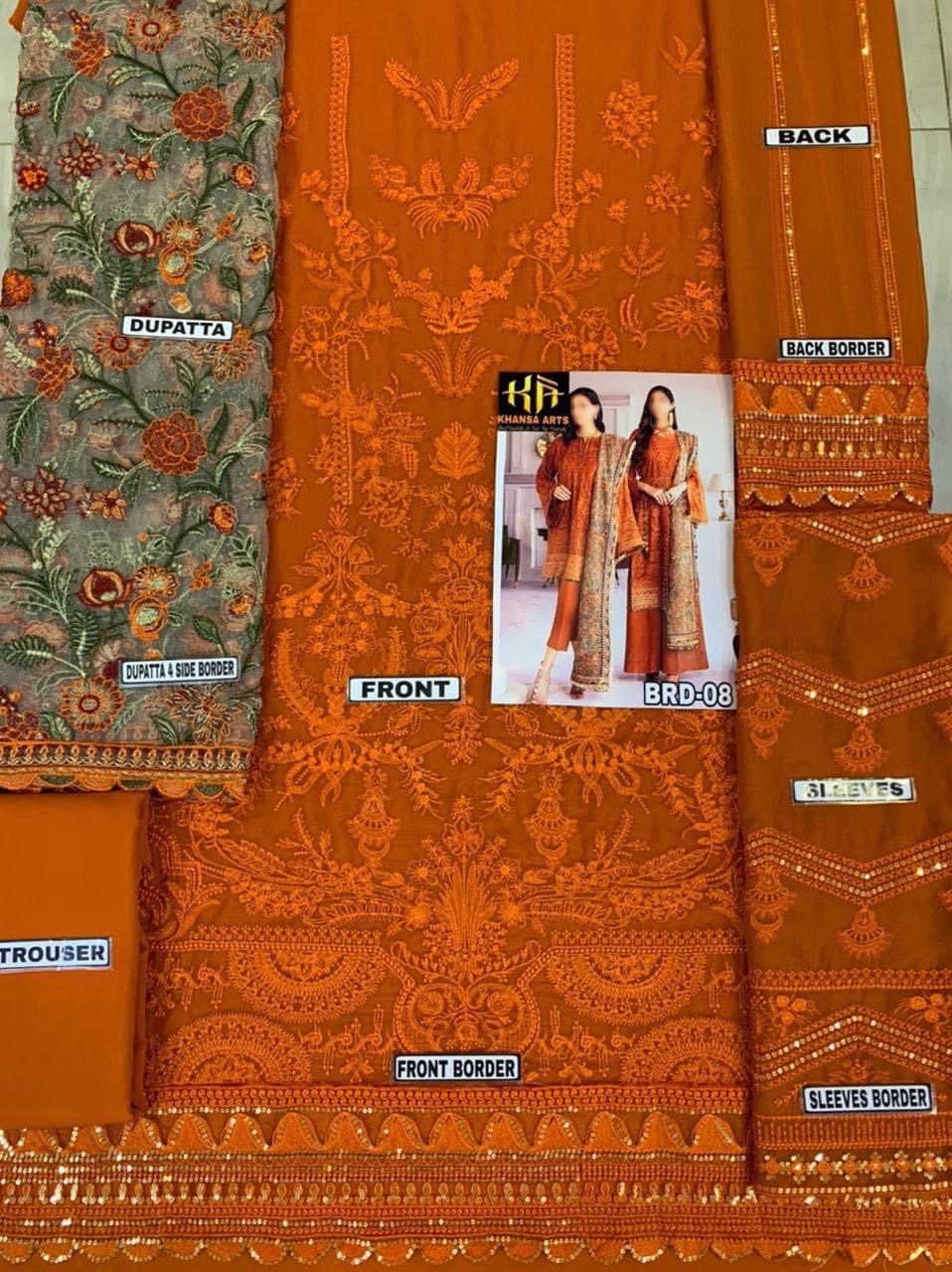 Baroque Chiffon PartyWear Dress Rust | Brd-SC-08