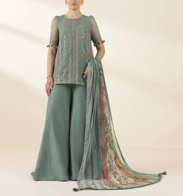 Sapphire 3 Peice - Embroidered Net Suit