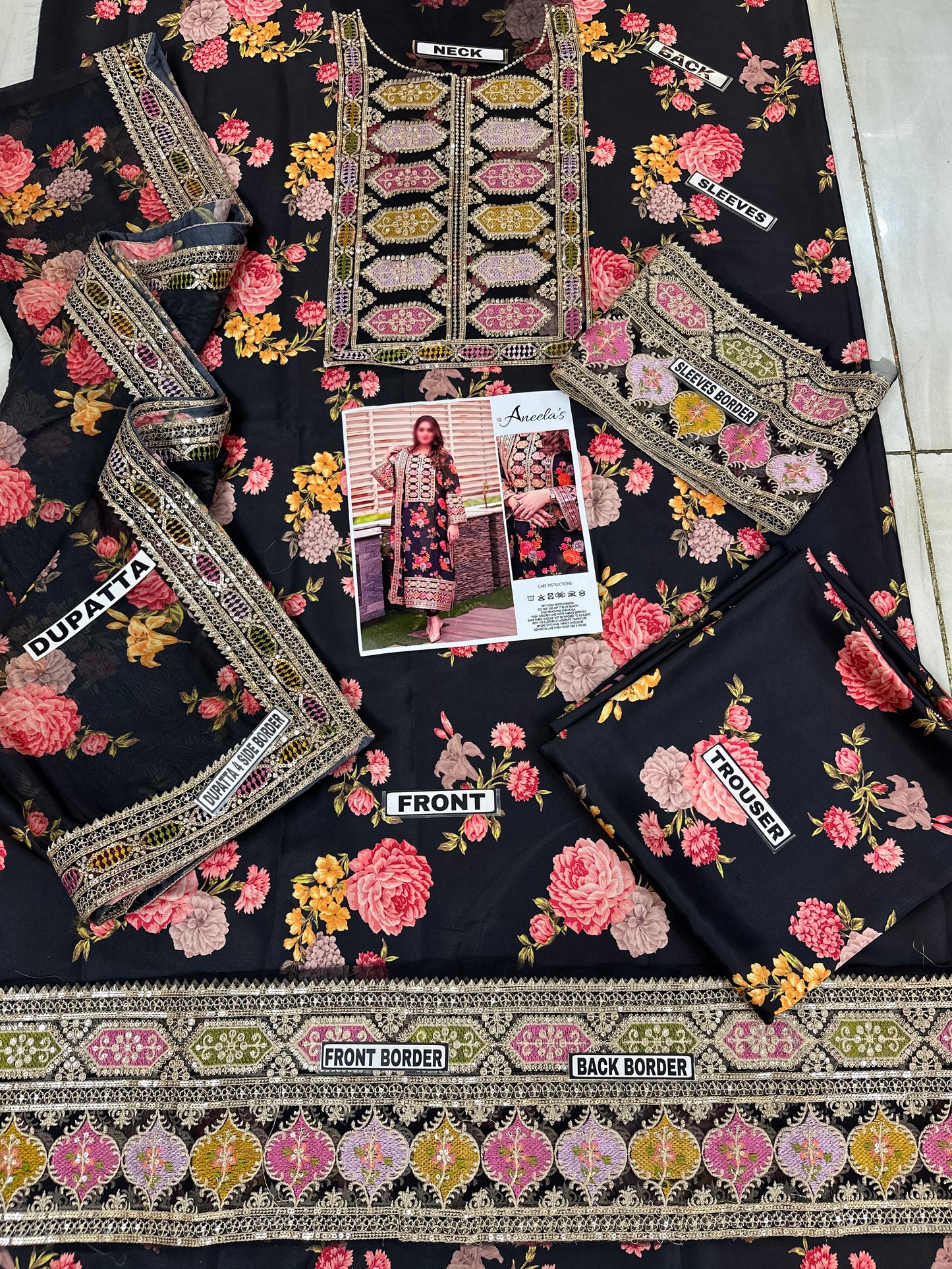 Aneela's Shamoos Digital Slik Formal Wear Dress | 5327