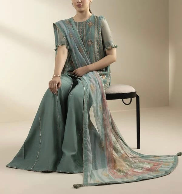 Sapphire 3 Peice - Embroidered Net Suit