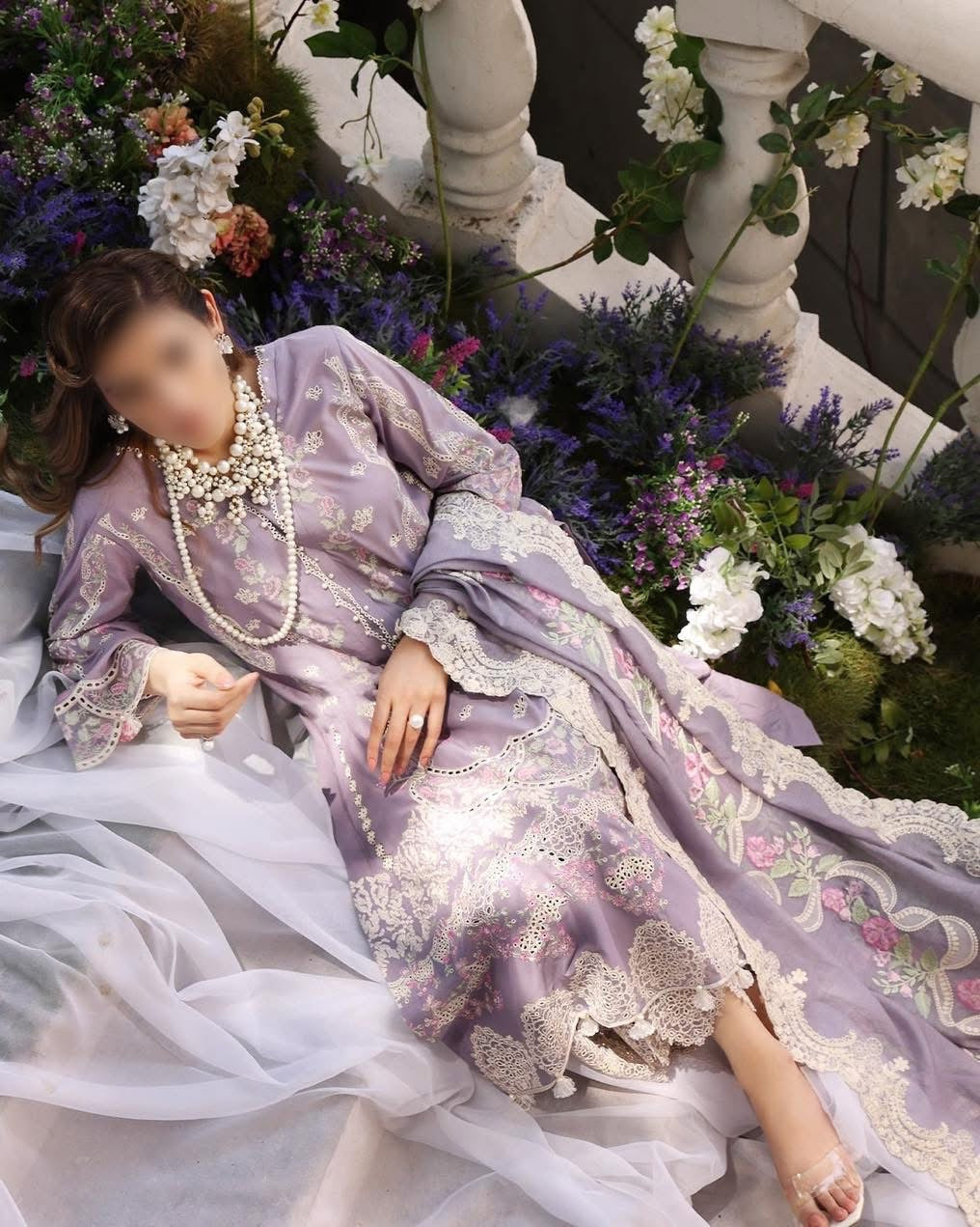 Elaaf Lawn Chikan Kari PartyWear Dress | SC-189