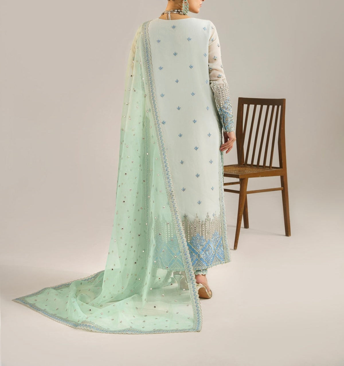 Akbar Aslam Luxury Organza PartyWear Dress |SC-5306