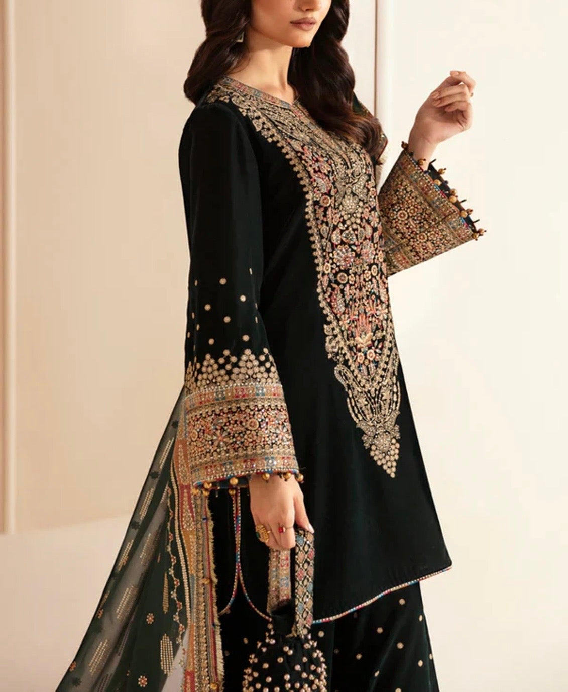 Jazmin Velvet Dress With Chiffn Dupatta