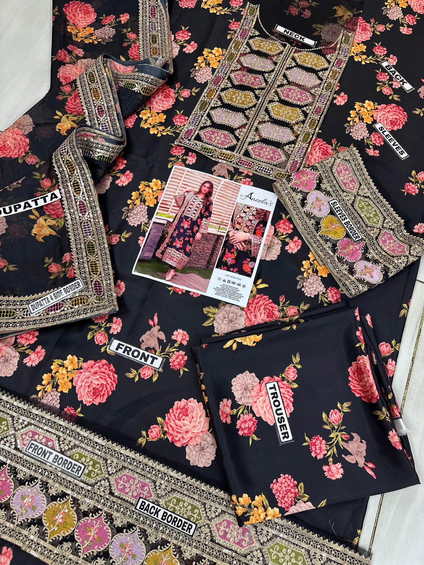 Aneela's Shamoos Digital Slik Formal Wear Dress | 5327