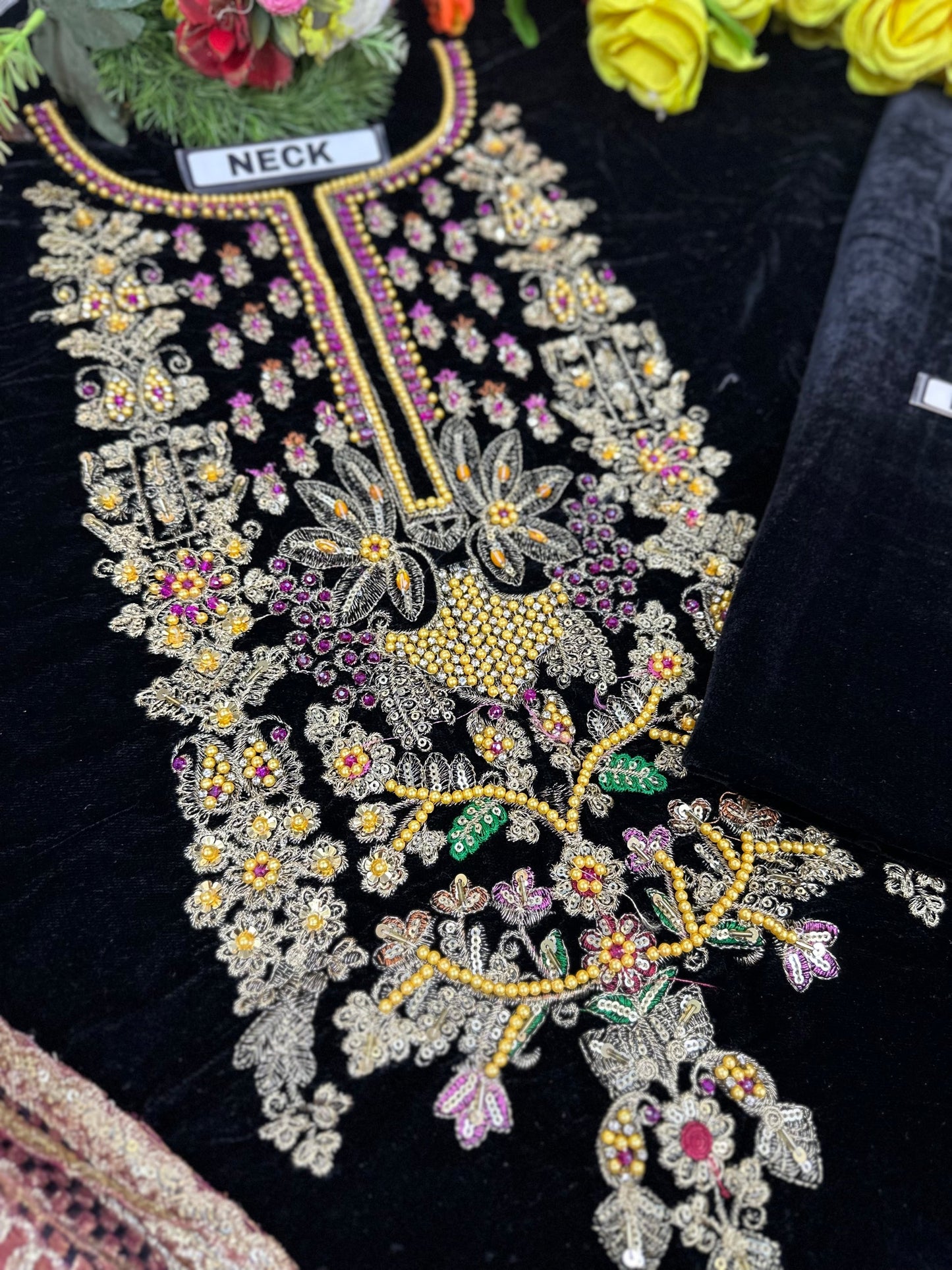 Khudabaksh Black Luxury Velvet Dress |Winter SC-5334