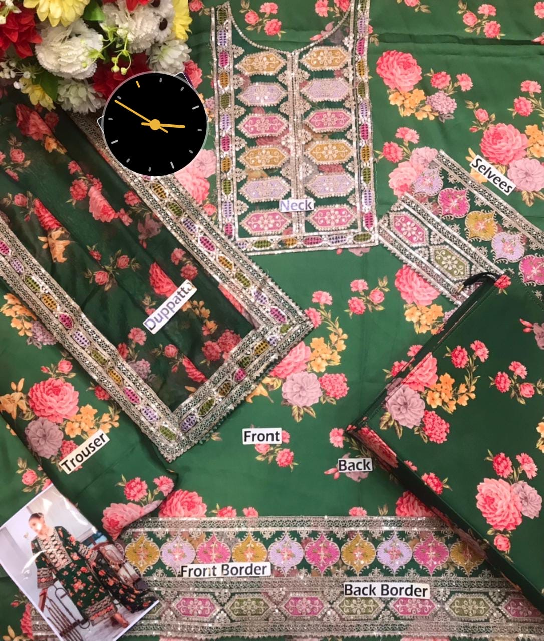 Aneela's Shamoos Digital Slik Formal Wear Dress | 5327