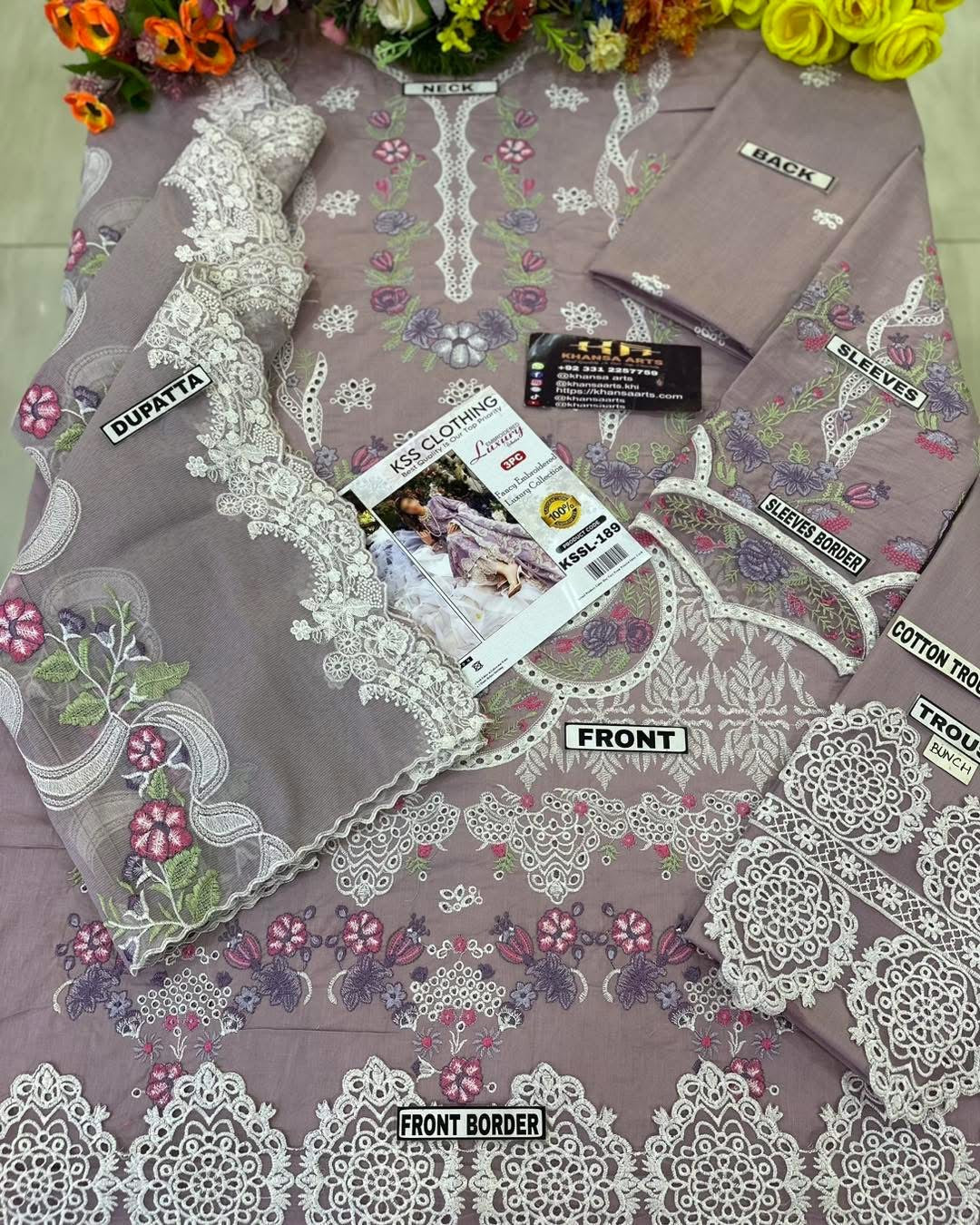 Elaaf Lawn Chikan Kari PartyWear Dress | SC-189