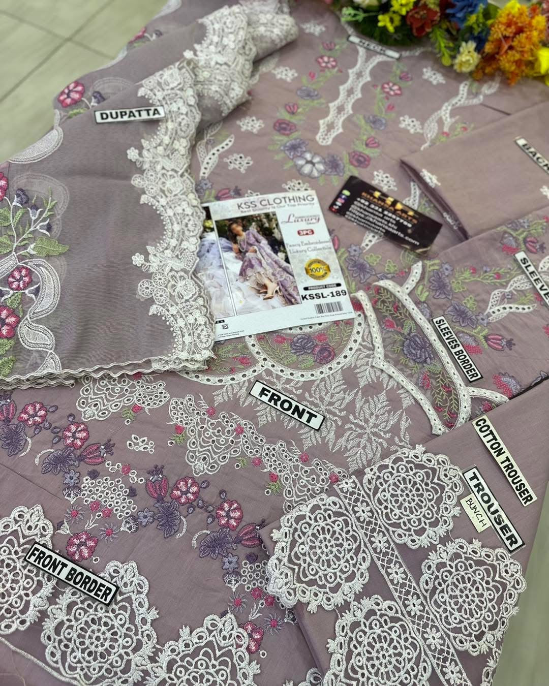 Elaaf Lawn Chikan Kari PartyWear Dress | SC-189