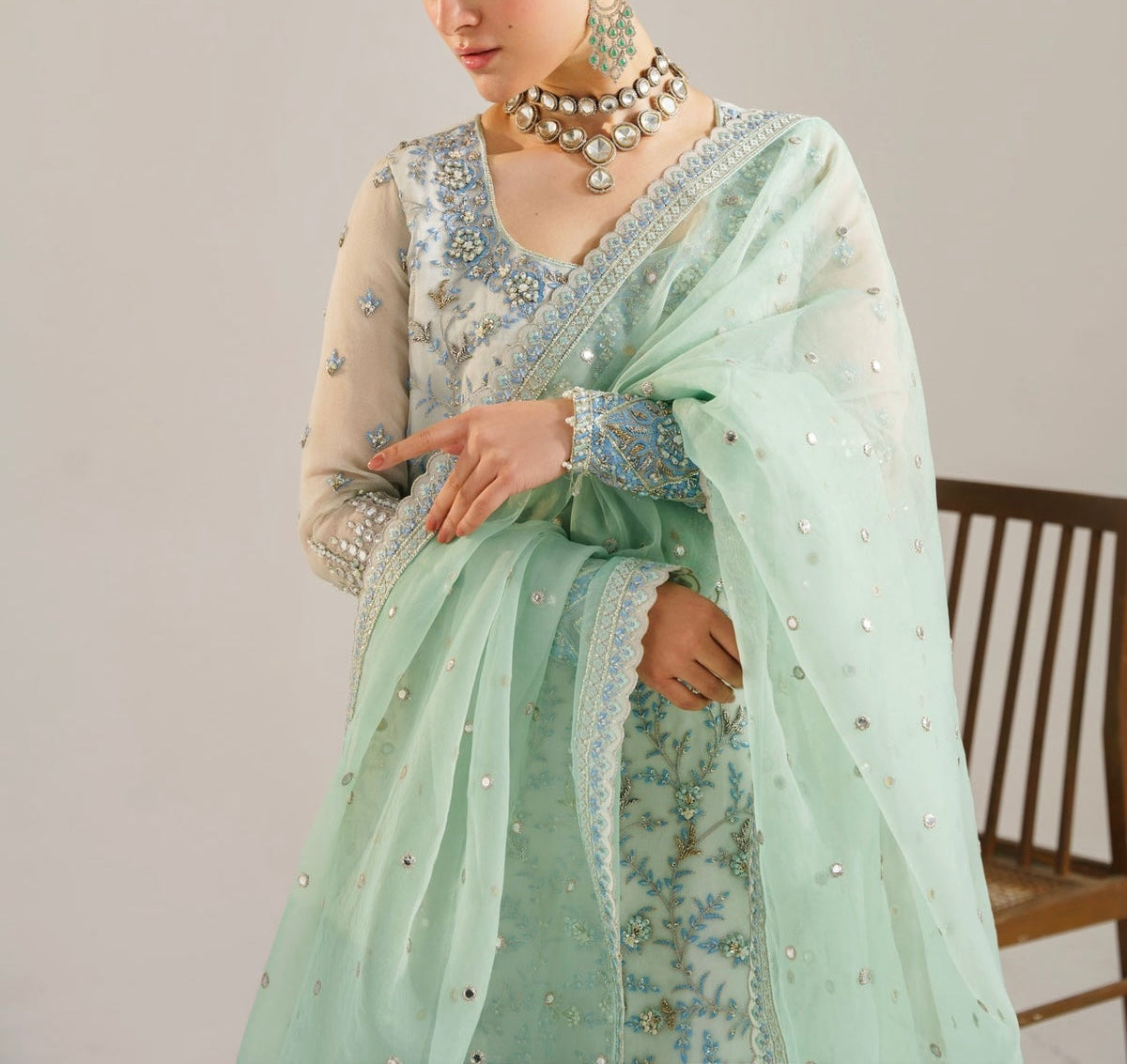 Akbar Aslam Luxury Organza PartyWear Dress |SC-5306