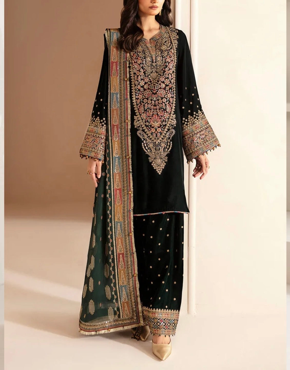 Jazmin Velvet Dress With Chiffn Dupatta