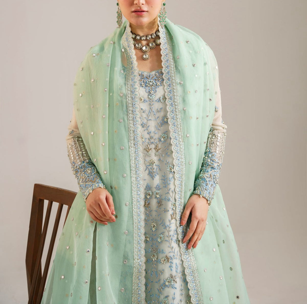 Akbar Aslam Luxury Organza PartyWear Dress |SC-5306