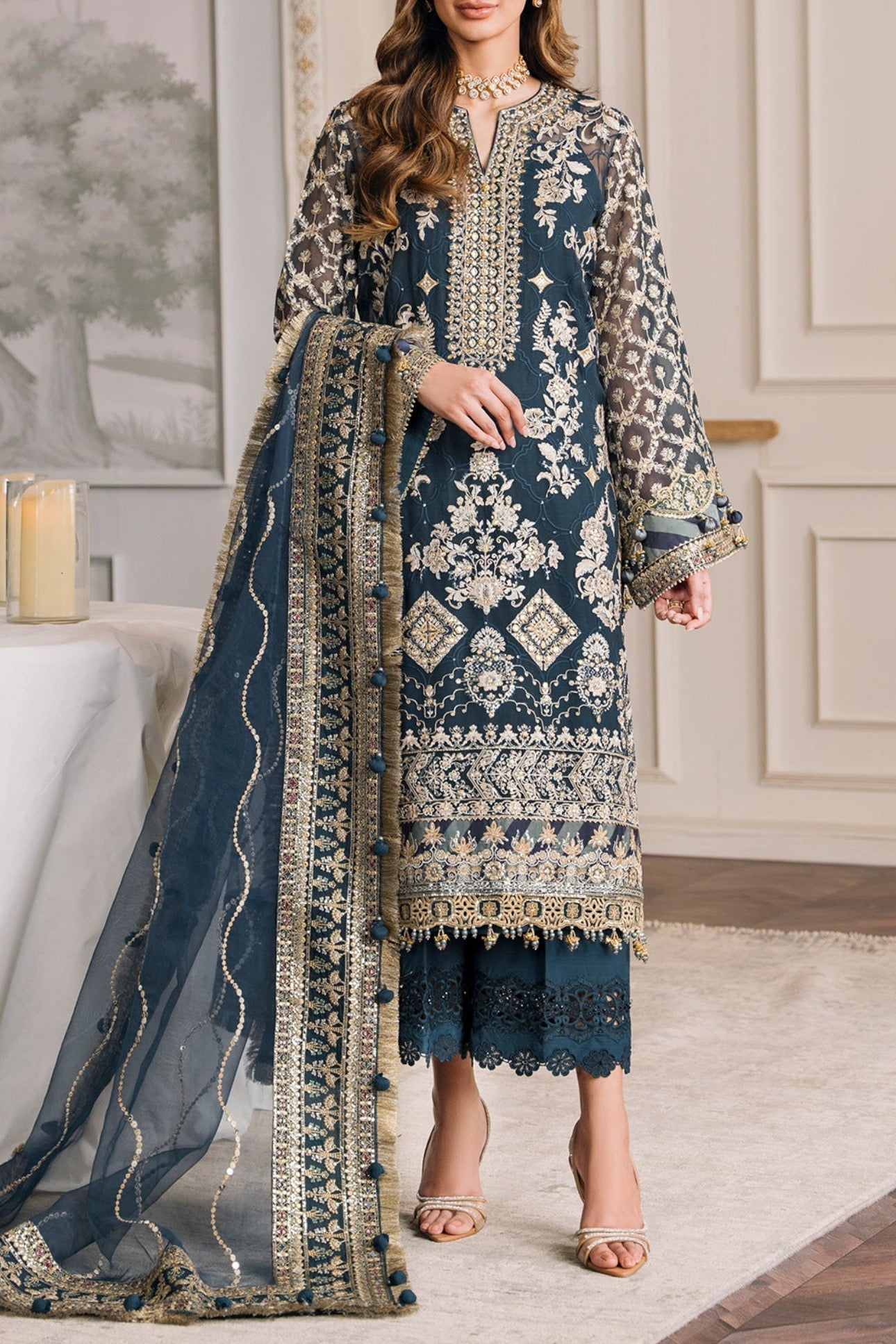 Baroque Chiffon Party Wear Dress | SC-227