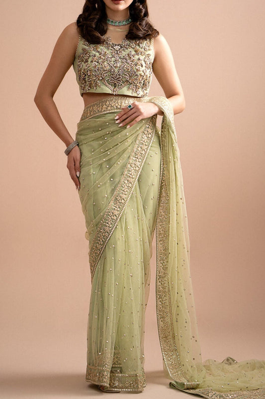 Imrozia Premium Embroidery Lumiere Luxury Net UnStitched Saree | SC-226