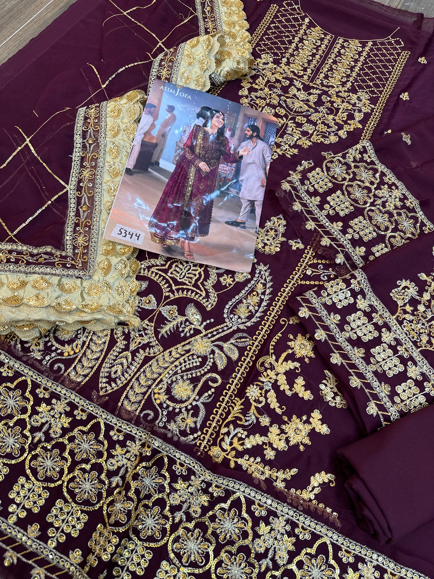 Asim Jofa Embroidered Luxury Chiffon 3 Piece Unstitched|5342