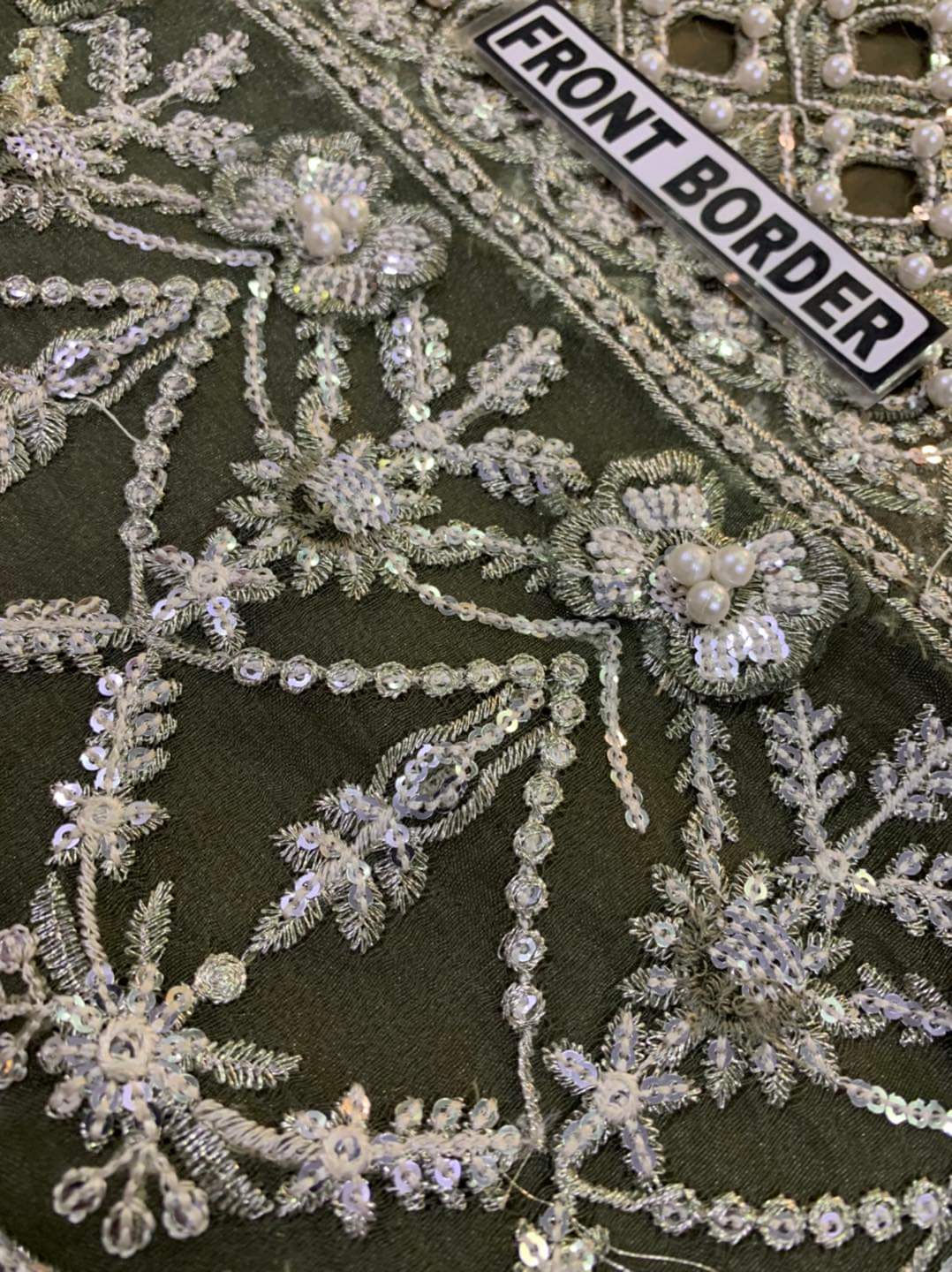 Maria B Organza Partywear Dress Mehendi | SC-2221