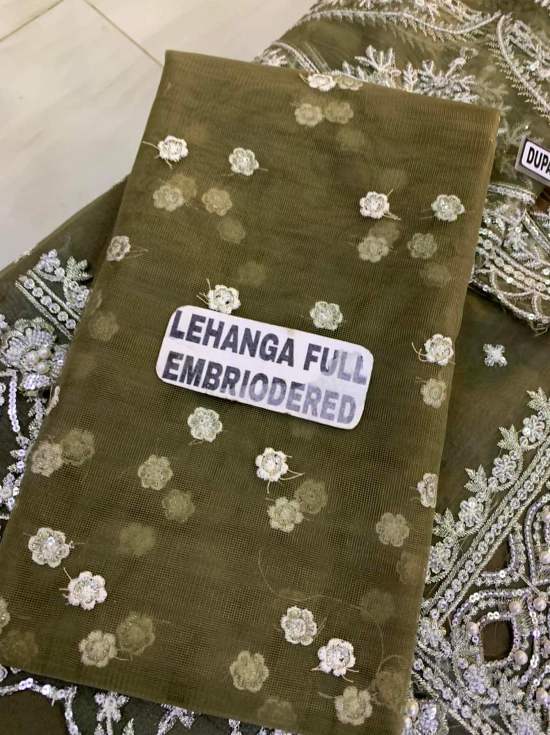 Maria B Organza Partywear Dress Mehendi | SC-2221