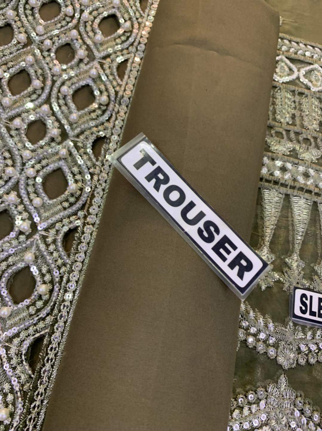 Maria B Organza Partywear Dress Mehendi | SC-2221