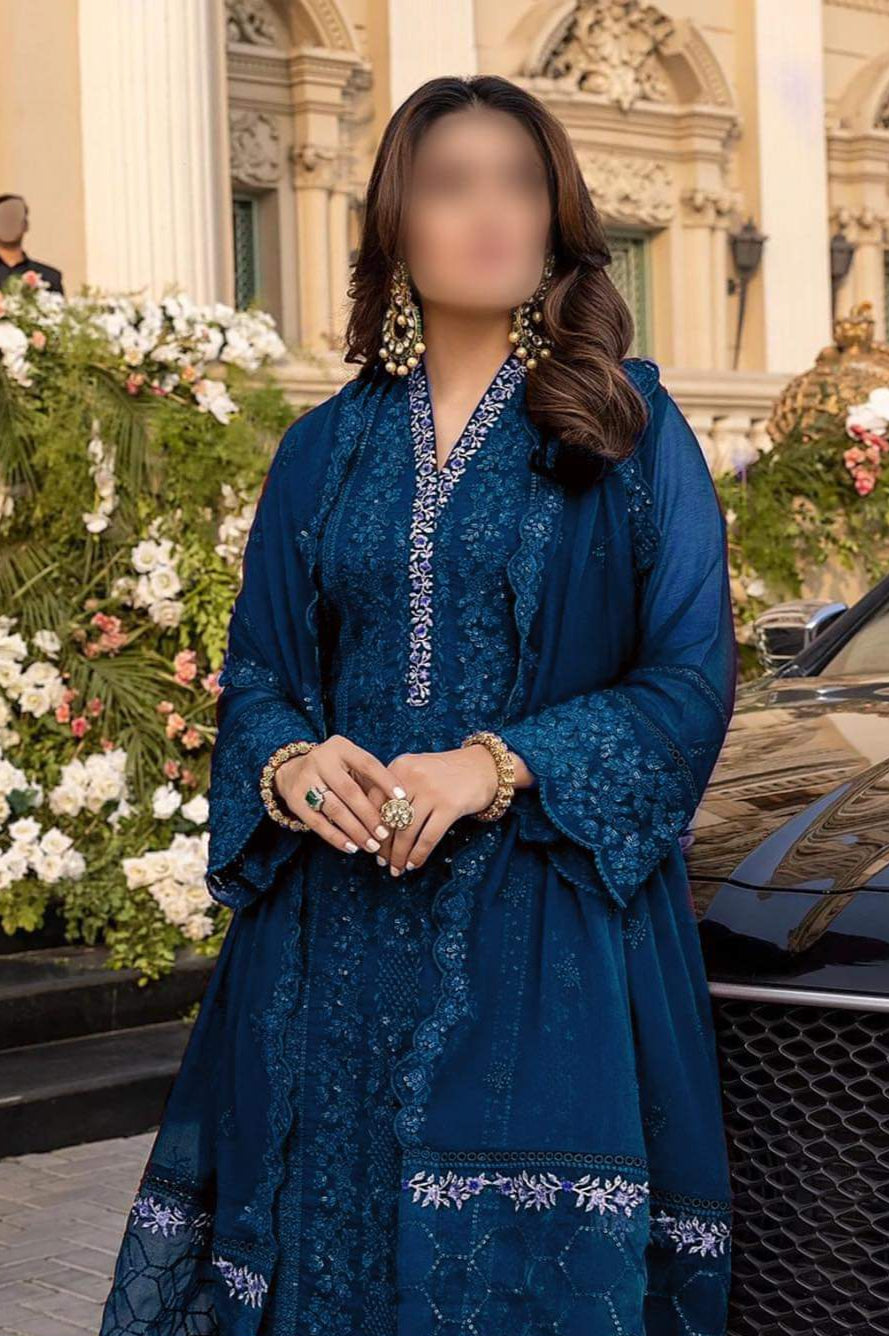 Azure Luxury Chiffon Partywear Dress | SC-024 Zing