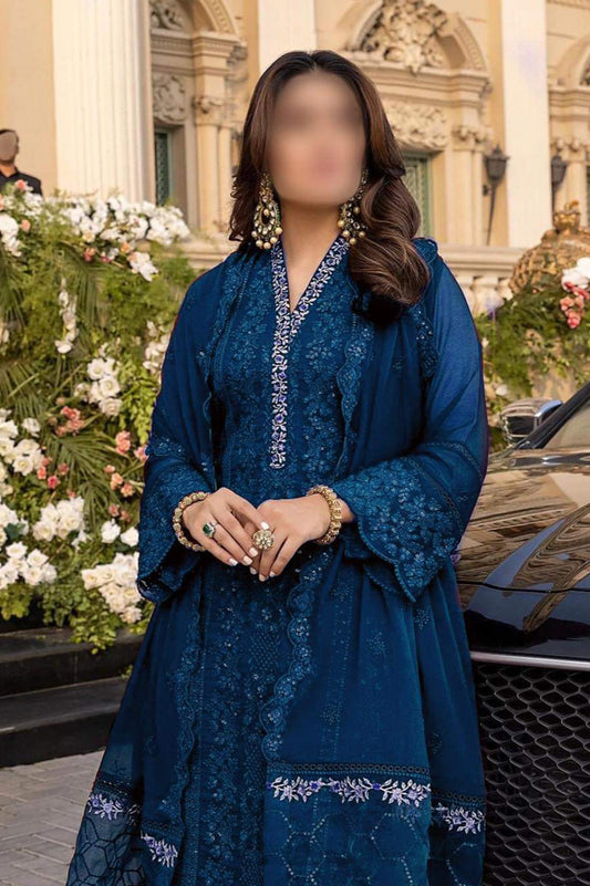 Azure Luxury Chiffon Partywear Dress | SC-024 Zing