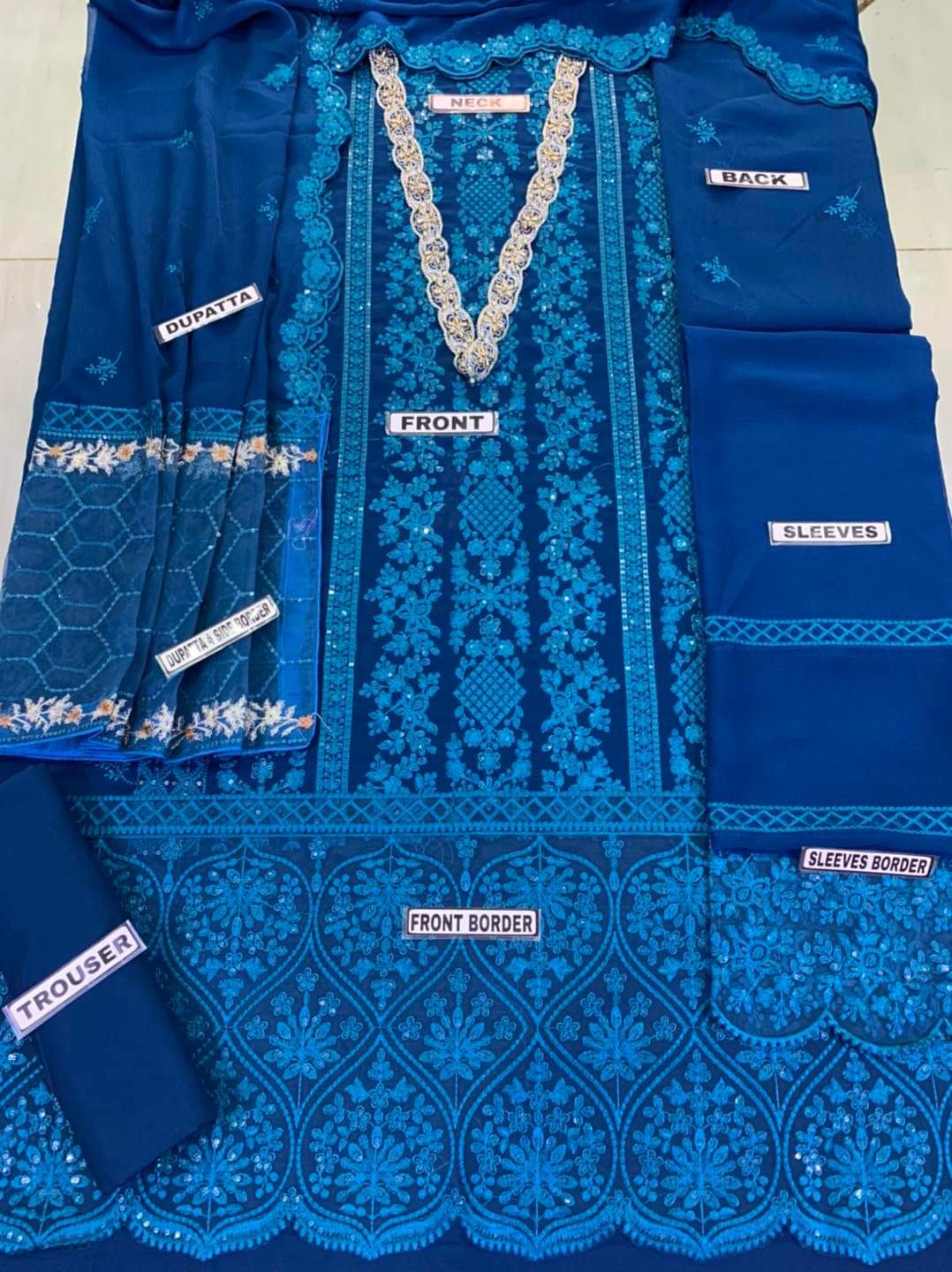 Azure Luxury Chiffon Partywear Dress | SC-024 Zing