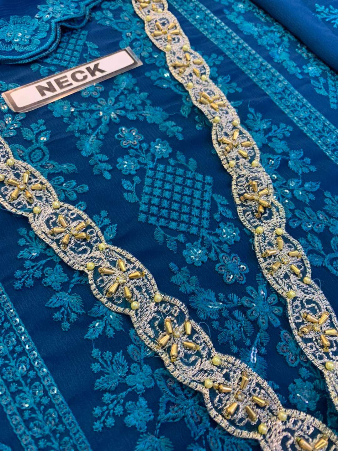 Azure Luxury Chiffon Partywear Dress | SC-024 Zing