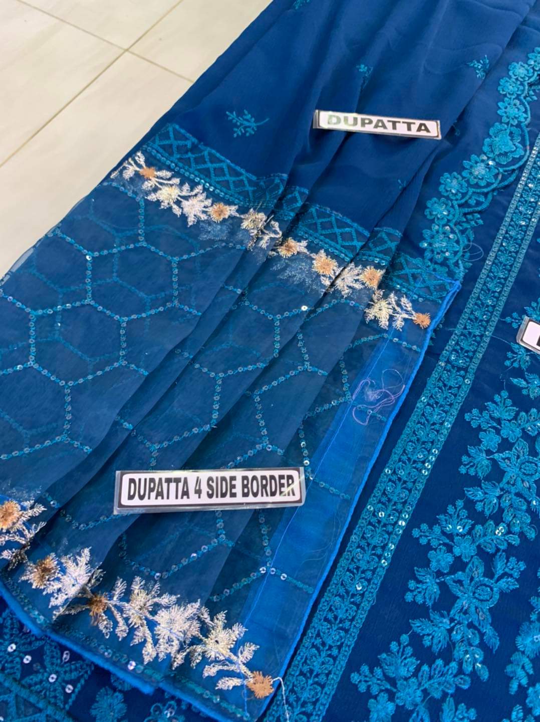 Azure Luxury Chiffon Partywear Dress | SC-024 Zing