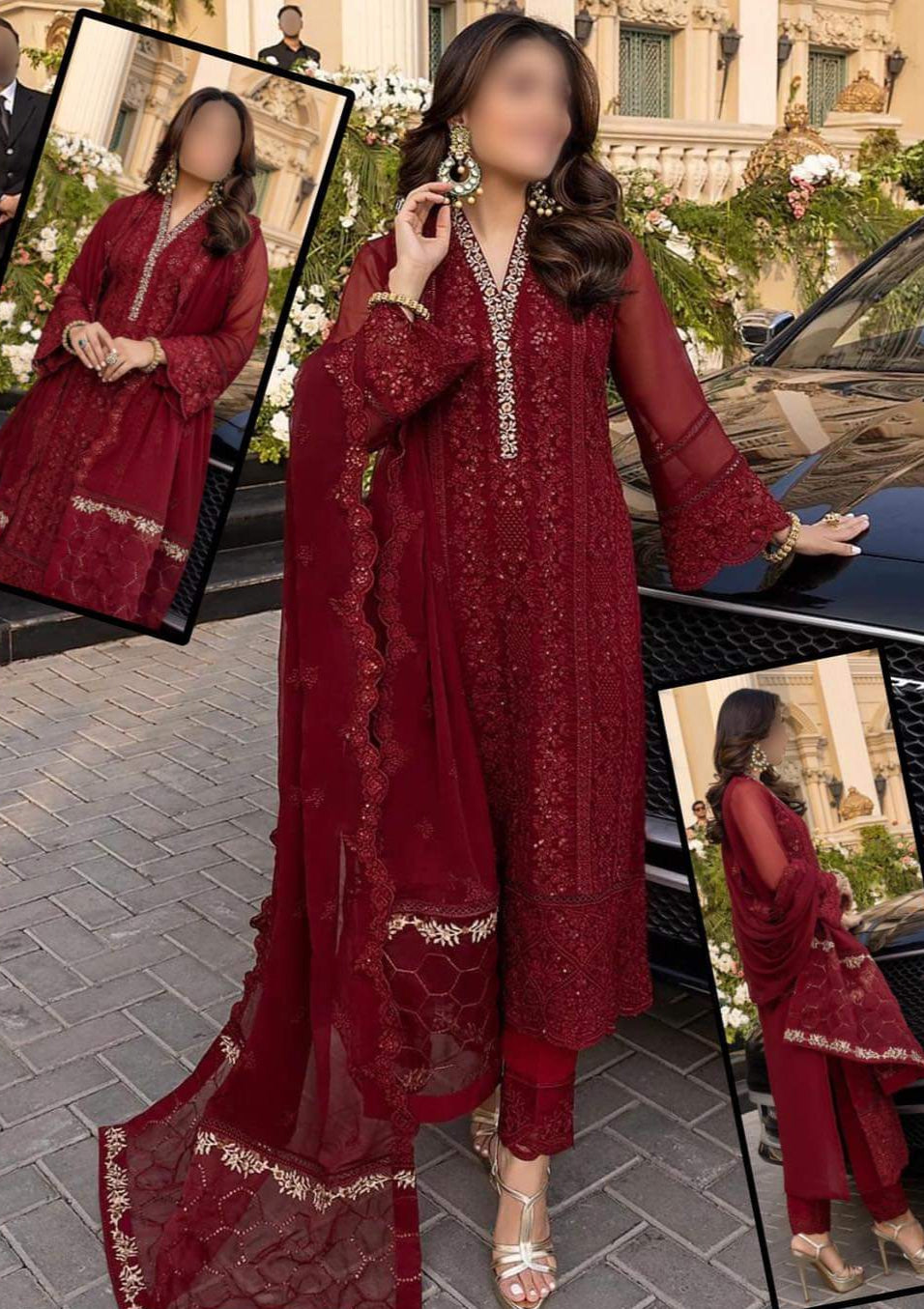 Azure Luxury Chiffon Partywear Dress | SC-024