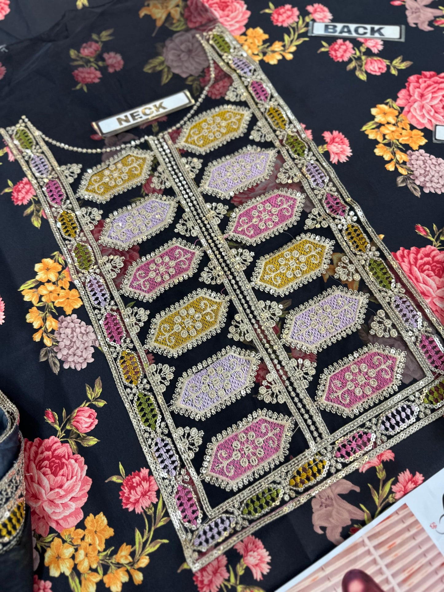 Aneela's Shamoos Digital Slik Formal Wear Dress | 5327