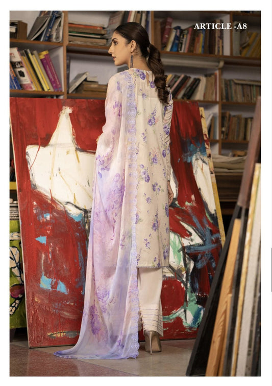 Mishaal unstitched 3Pcs Embroidered lawn Collection 2024 By GULLJEE®️ |SC-08