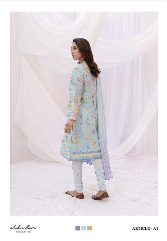 Kroma Lawn Chickenkari Printed Emb collection |SC-01